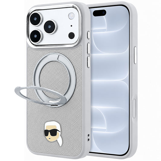 Калъф MagSafe за Apple iPhone 18 Pro / 17 Pro, Karl Lagerfeld, Ring Stand 360 Karl Pin, Сив