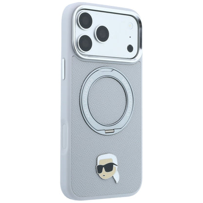 MagSafe Case for Apple iPhone 18 Pro / 17 Pro, Karl Lagerfeld, Ring Stand 360 Karl Pin, Gray
