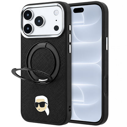 MagSafe Case for Apple iPhone 18 Pro / 17 Pro, Karl Lagerfeld, Ring Stand 360 Karl Pin, Black