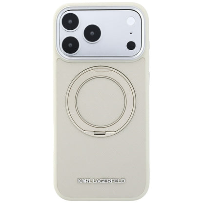 MagSafe Case for Apple iPhone 18 Pro / 17 Pro, Karl Lagerfeld, Ring Stand 360 Saffiano, Beige