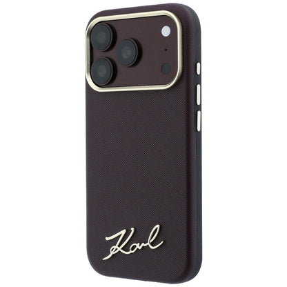 Калъф MagSafe за Apple iPhone 18 Pro / 17 Pro, Karl Lagerfeld, Saffiano Small Script Metal Logo, Бордо
