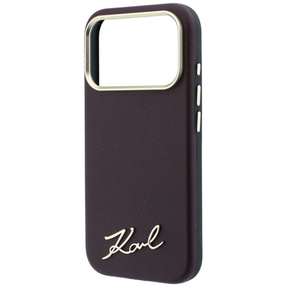 Калъф MagSafe за Apple iPhone 18 Pro / 17 Pro, Karl Lagerfeld, Saffiano Small Script Metal Logo, Бордо