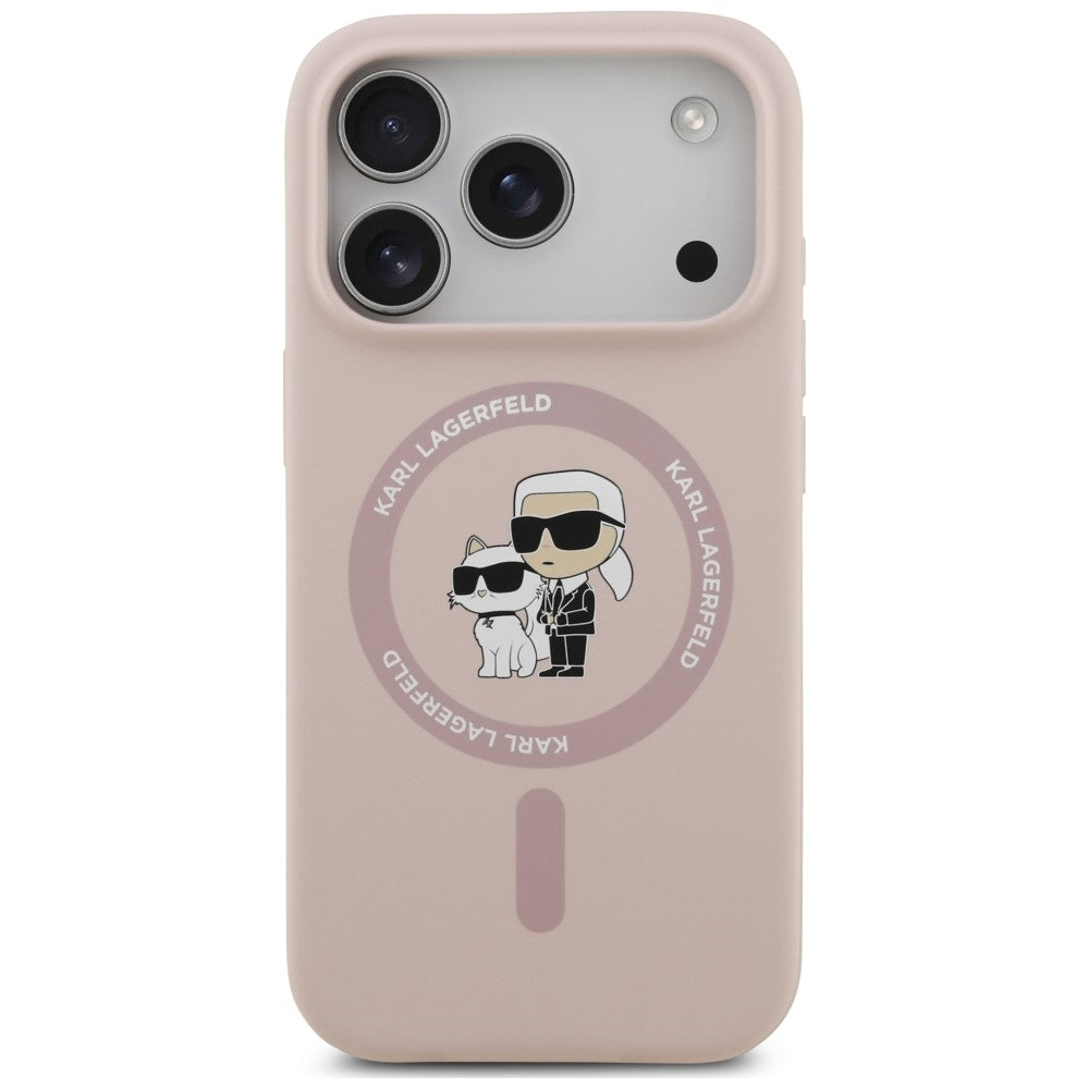 MagSafe Case for Apple iPhone 18 Pro / 17 Pro, Karl Lagerfeld, Silicone Ring Karl & Choupette, Pink