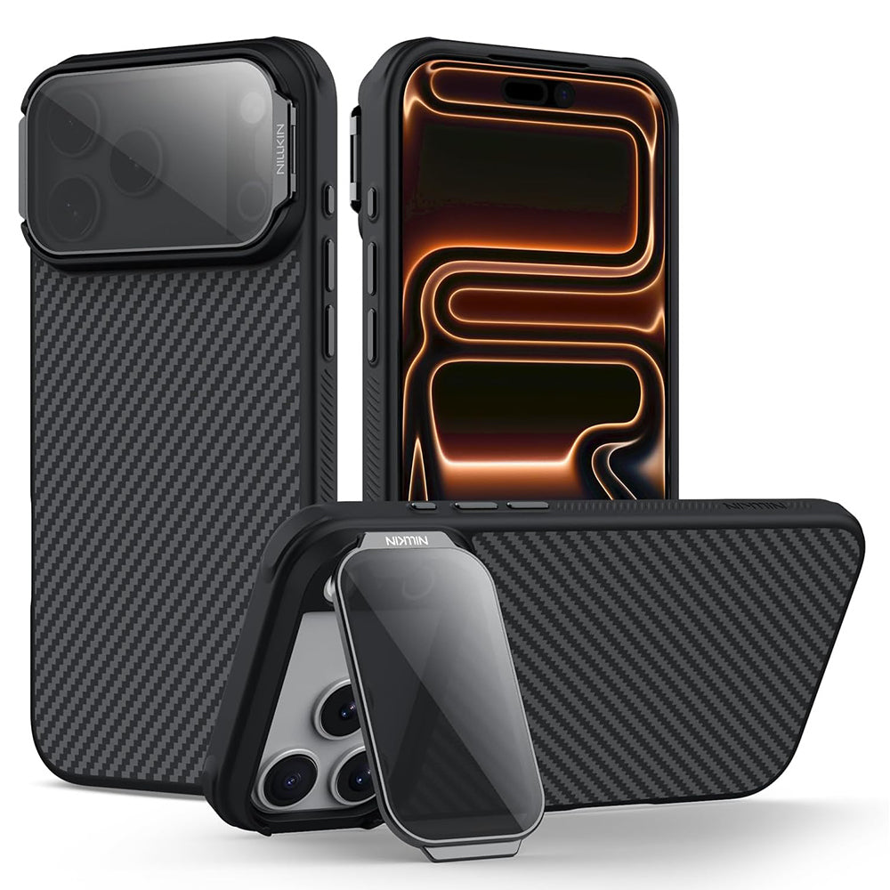 Калъф MagSafe за Apple iPhone 18 Pro / 17 Pro, Nillkin, CarboProp с прозрачен черен капак за леща, черен