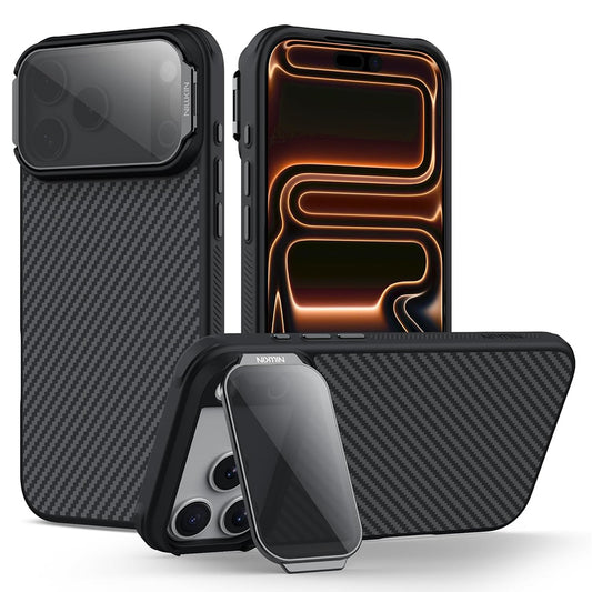 Калъф MagSafe за Apple iPhone 18 Pro / 17 Pro, Nillkin, CarboProp с прозрачен черен капак за леща, черен
