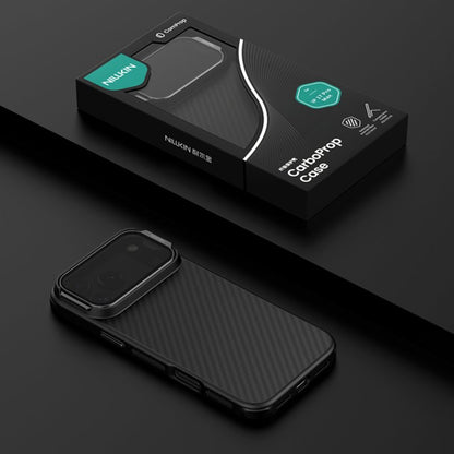 Калъф MagSafe за Apple iPhone 18 Pro / 17 Pro, Nillkin, CarboProp с прозрачен черен капак за леща, черен
