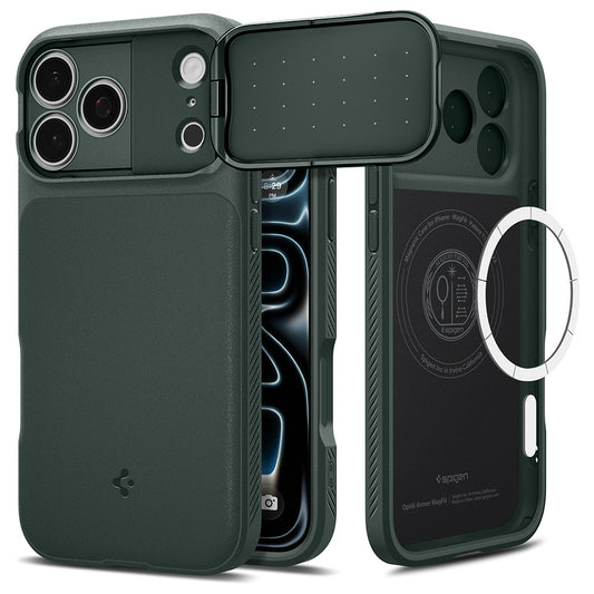 Калъф MagSafe за Apple iPhone 18 Pro / 17 Pro, Spigen, Optik Armor, Зелен ACS09954