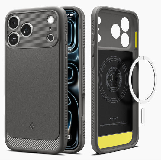 Калъф MagSafe за Apple iPhone 18 Pro / 17 Pro, Spigen, Rugged Armor, Сив ACS12148