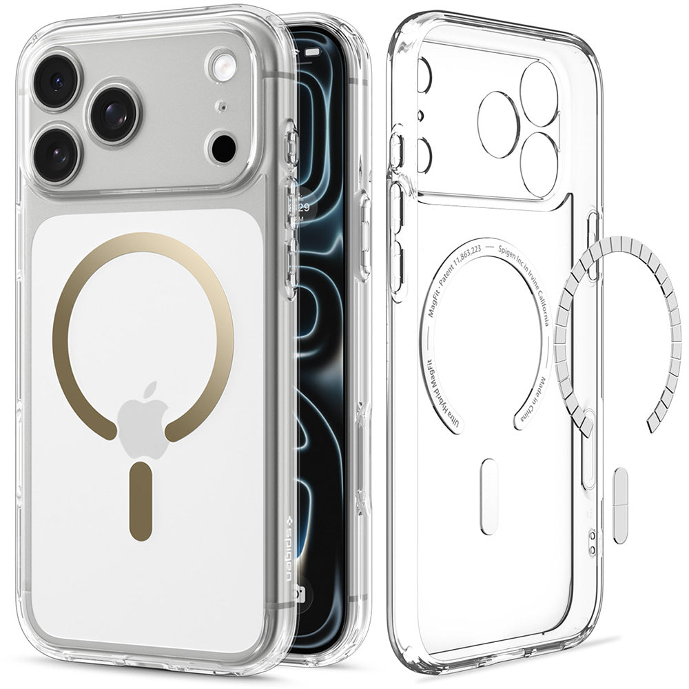 Калъф MagSafe за Apple iPhone 18 Pro / 17 Pro, Spigen, Ultra Hybrid, Златист Прозрачен ACS12157