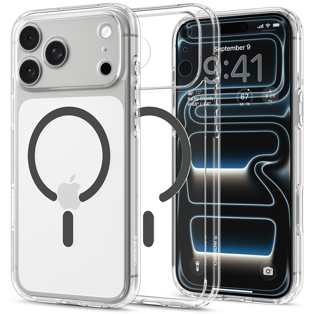 Калъф MagSafe за Apple iPhone 18 Pro / 17 Pro, Spigen, Ultra Hybrid, Сив прозрачен ACS12156