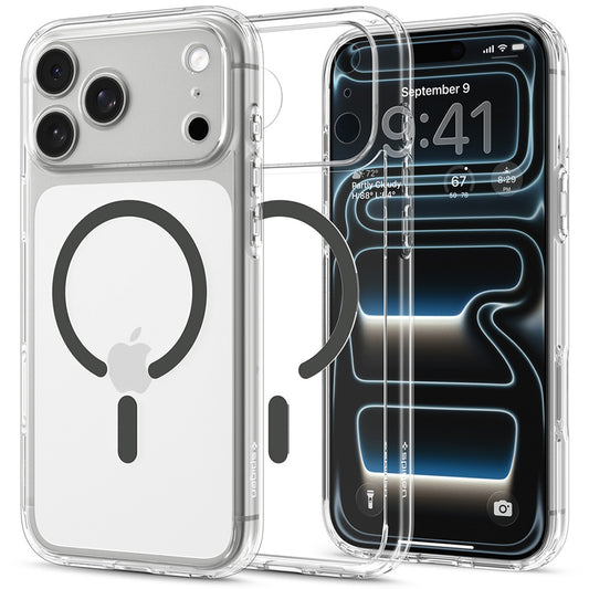 Калъф MagSafe за Apple iPhone 18 Pro / 17 Pro, Spigen, Ultra Hybrid, Сив прозрачен ACS12156
