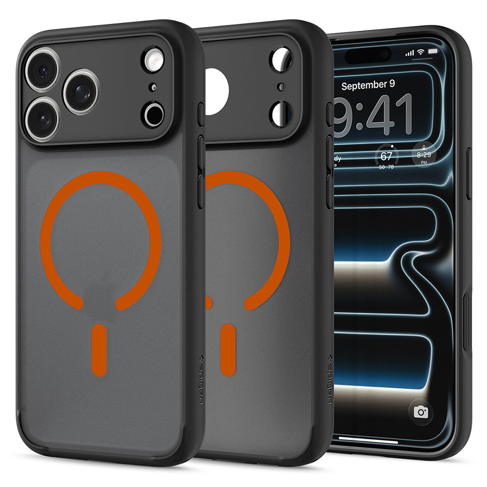 MagSafe Case for Apple iPhone 18 Pro / 17 Pro, Spigen, Ultra Hybrid, Matte Black Orange ACS12162