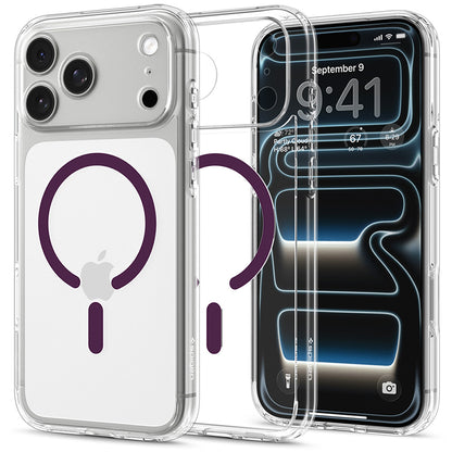 Калъф MagSafe за Apple iPhone 18 Pro / 17 Pro, Spigen, Ultra Hybrid, прозрачен цвят бордо ACS12335