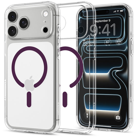 Калъф MagSafe за Apple iPhone 18 Pro / 17 Pro, Spigen, Ultra Hybrid, прозрачен цвят бордо ACS12335