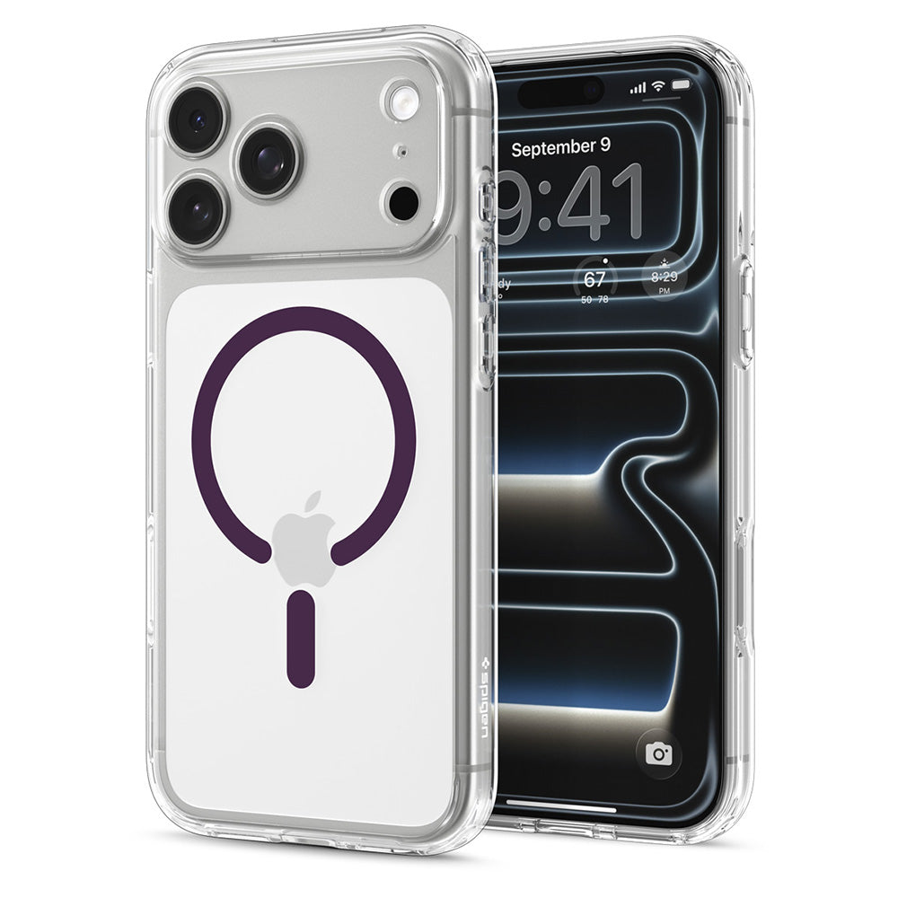 Калъф MagSafe за Apple iPhone 18 Pro / 17 Pro, Spigen, Ultra Hybrid, прозрачен цвят бордо ACS12335