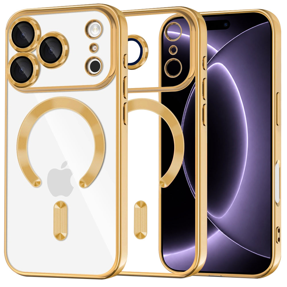 Калъф MagSafe за Apple iPhone 18 Pro / 17 Pro, Techsuit, Luxury Crystal, Златист