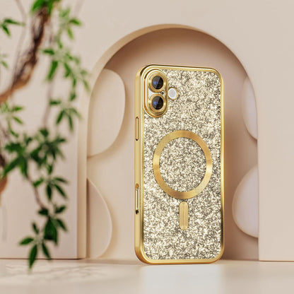 Калъф MagSafe за Apple iPhone 18 Pro / 17 Pro, Techsuit, Luxury Glitter, Тъмнозелен