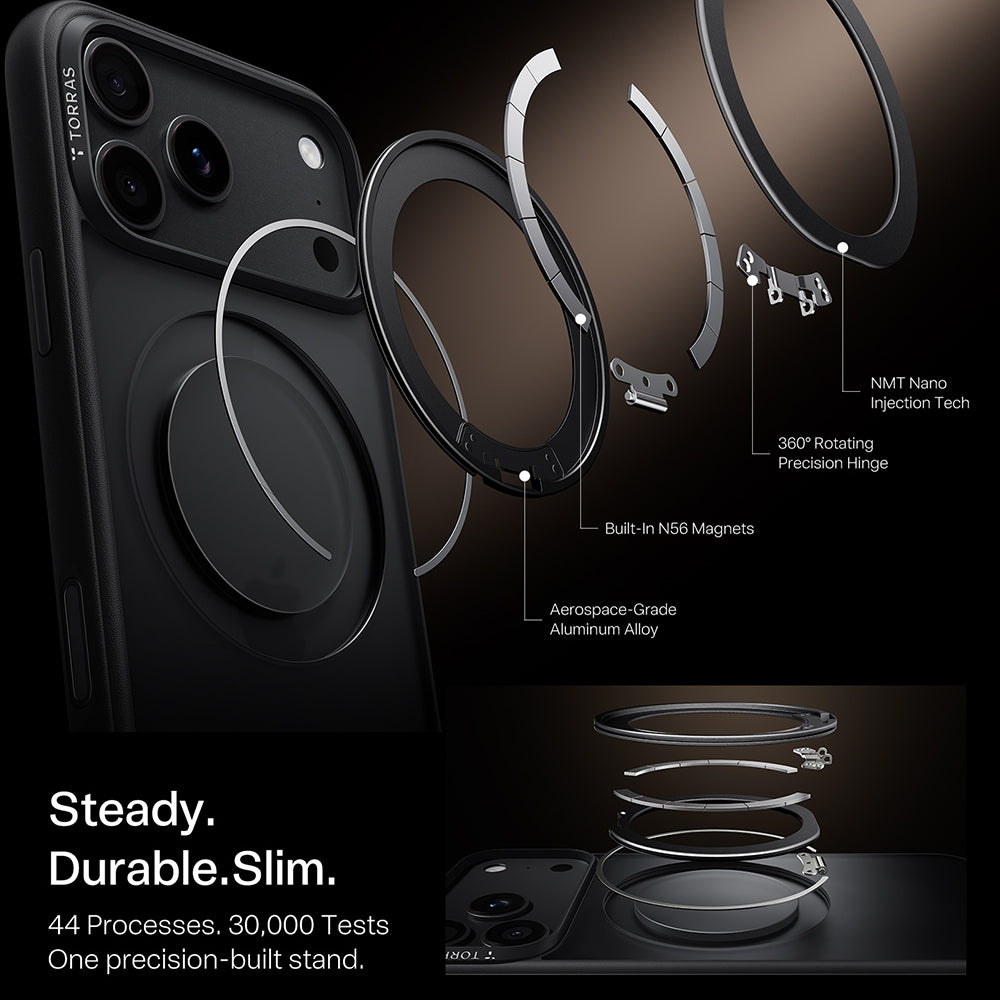 Калъф MagSafe за Apple iPhone 18 Pro / 17 Pro, Torras, Ostand O1 Guardian, Черен