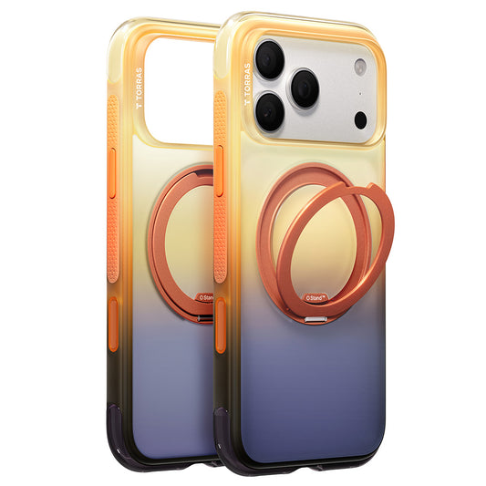 Калъф MagSafe за Apple iPhone 18 Pro / 17 Pro, Torras, Ostand O3 Air Gradient, Синьо-оранжев