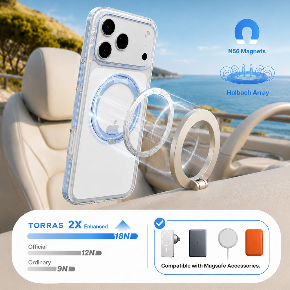 Калъф MagSafe за Apple iPhone 18 Pro / 17 Pro, Torras, Ostand O3 Light, Син