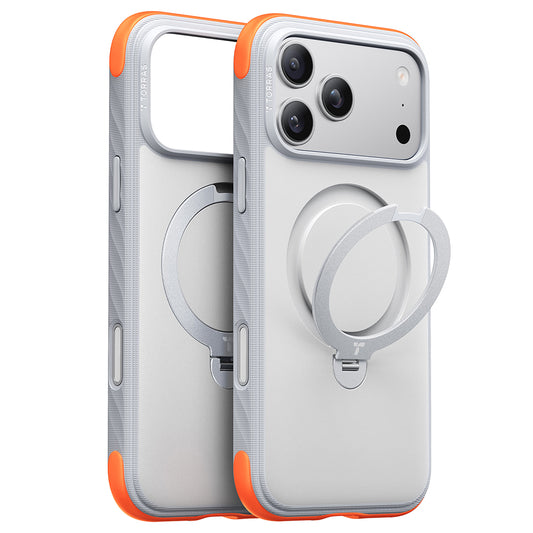 Калъф MagSafe за Apple iPhone 18 Pro / 17 Pro, Torras, Ostand Q3 Rugged, Бял