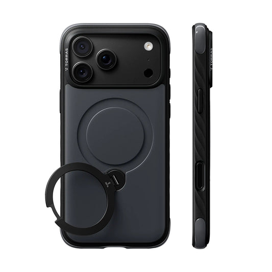 Калъф MagSafe за Apple iPhone 18 Pro / 17 Pro, Torras, Ostand Q3 Rugged, Черен