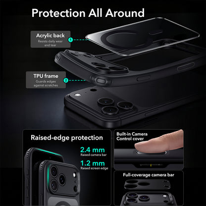 Калъф MagSafe за Apple iPhone 18 Pro Max / 17 Pro Max, ESR, Classic Hybrid, Черен прозрачен