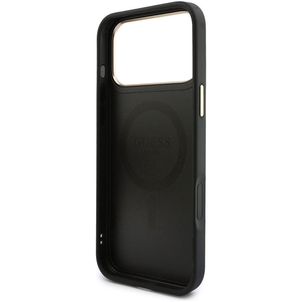 Калъф MagSafe за Apple iPhone 18 Pro Max / 17 Pro Max, Guess, 4G Cardslot & Big Strap, черен