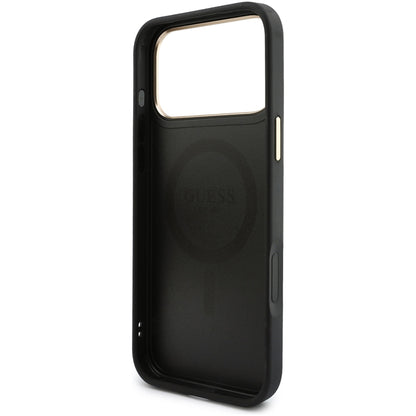 Калъф MagSafe за Apple iPhone 18 Pro Max / 17 Pro Max, Guess, 4G Cardslot & Big Strap, черен