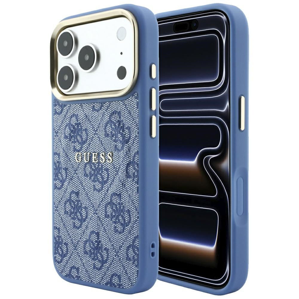 Калъф MagSafe за Apple iPhone 18 Pro Max / 17 Pro Max, Guess, 4G Embossed Classic, Син