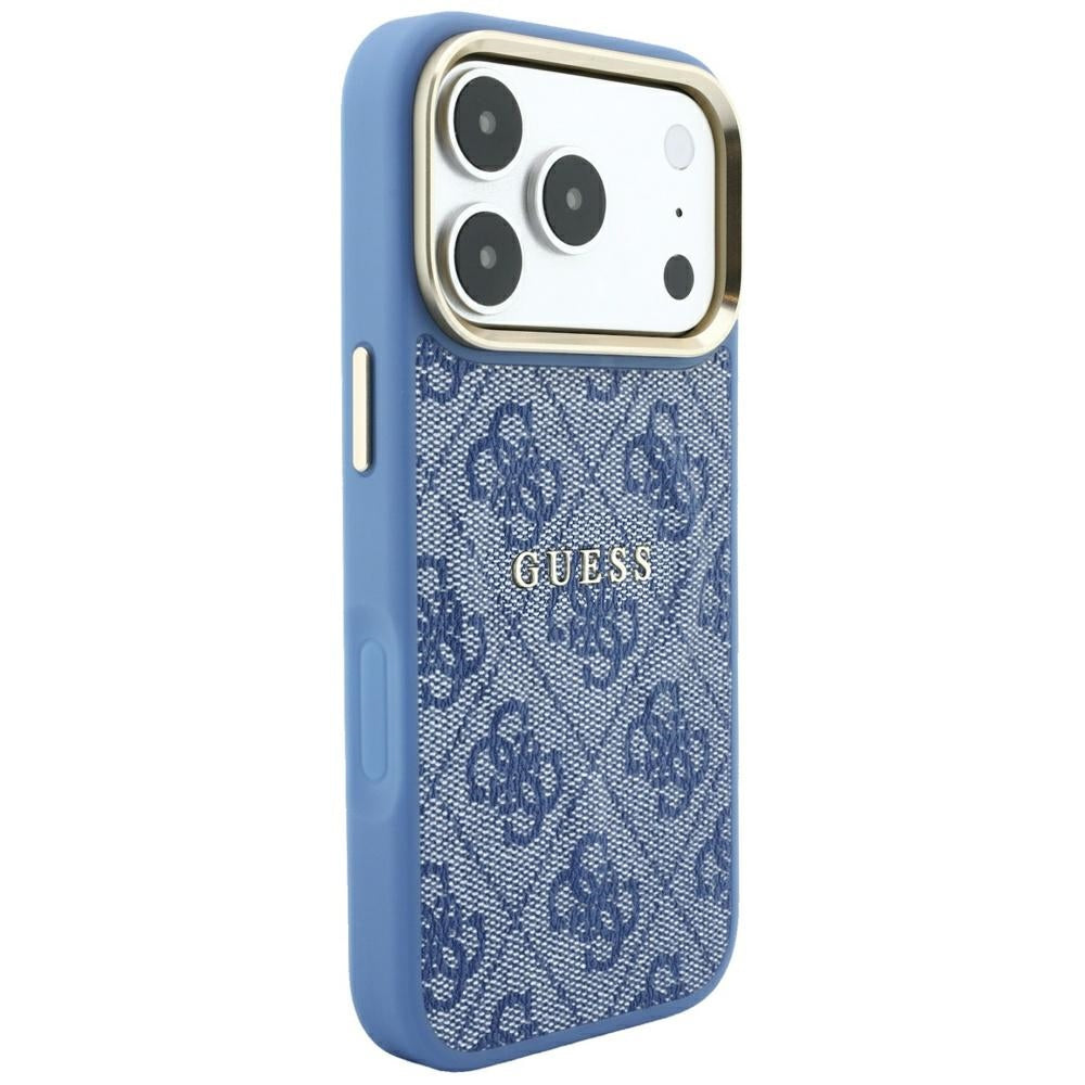Калъф MagSafe за Apple iPhone 18 Pro Max / 17 Pro Max, Guess, 4G Embossed Classic, Син