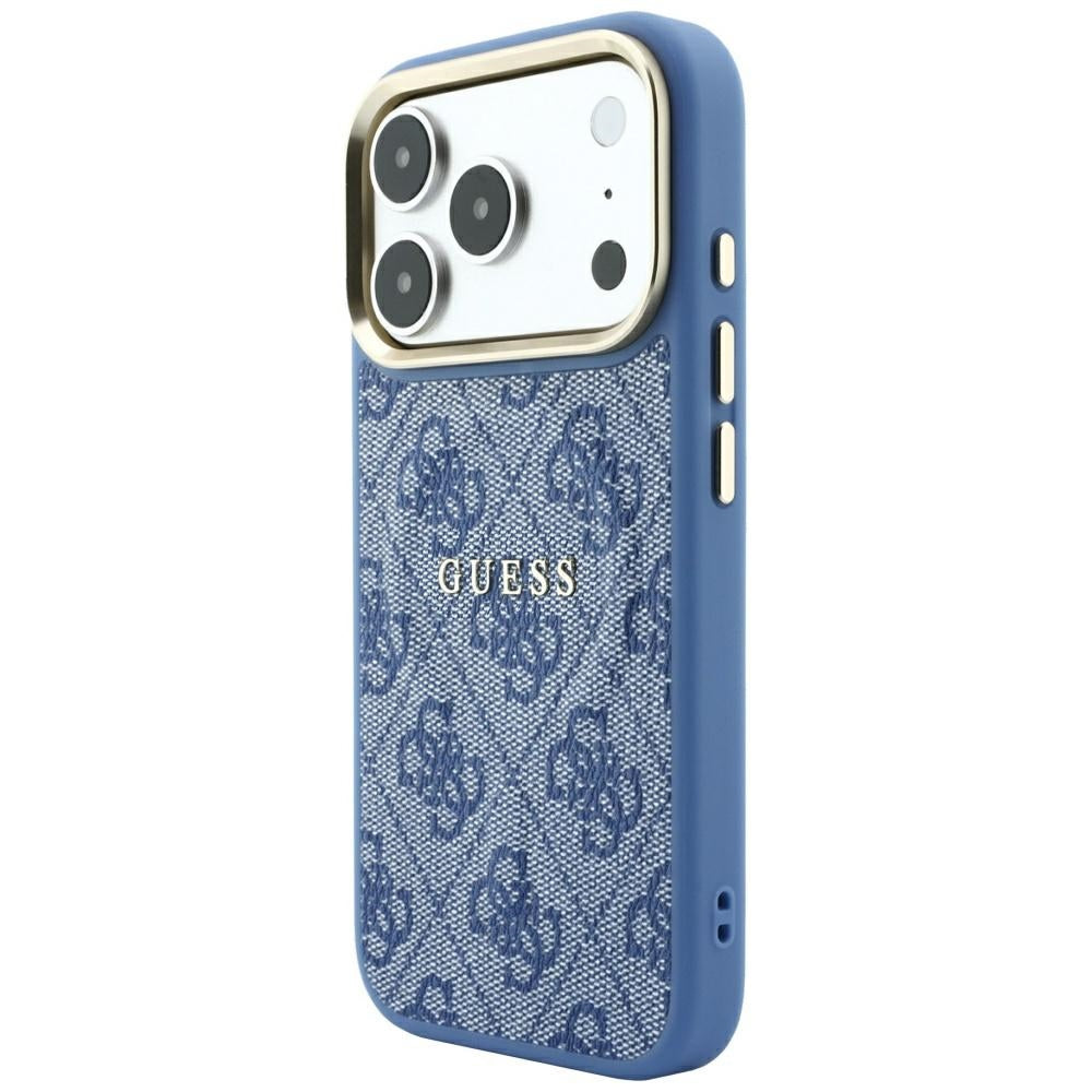 Калъф MagSafe за Apple iPhone 18 Pro Max / 17 Pro Max, Guess, 4G Embossed Classic, Син