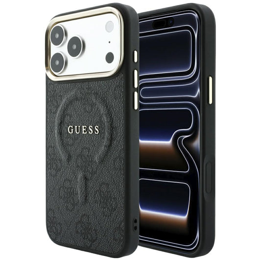 Калъф MagSafe за Apple iPhone 18 Pro Max / 17 Pro Max, Guess, 4G Embossed Classic, Черен