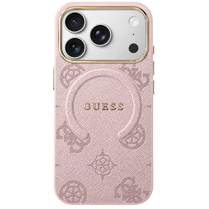 Калъф MagSafe за Apple iPhone 18 Pro Max / 17 Pro Max, Guess, 4G релефен пръстен с класическо лого, розов