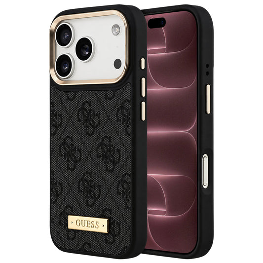 Калъф MagSafe за Apple iPhone 18 Pro Max / 17 Pro Max, Guess, 4G Logo Plate, черен