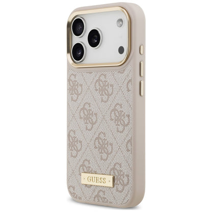 Калъф MagSafe за Apple iPhone 18 Pro Max / 17 Pro Max, Guess, 4G Logo Plate, розов