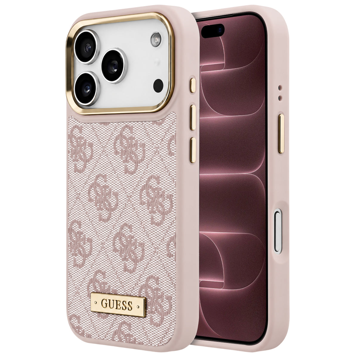 Калъф MagSafe за Apple iPhone 18 Pro Max / 17 Pro Max, Guess, 4G Logo Plate, розов