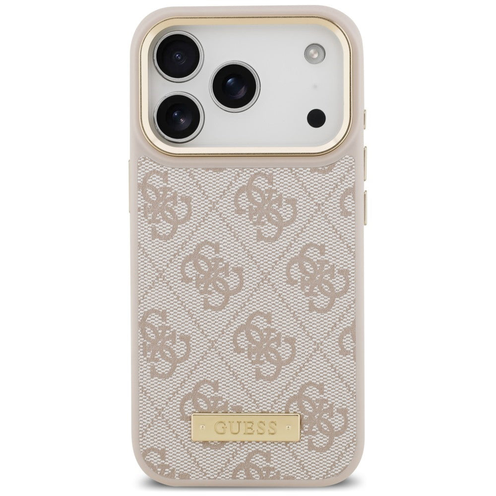 Калъф MagSafe за Apple iPhone 18 Pro Max / 17 Pro Max, Guess, 4G Logo Plate, розов