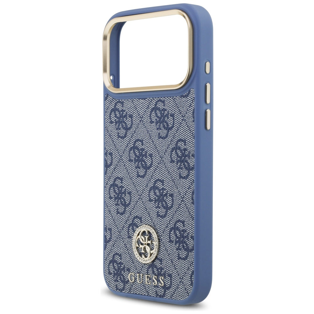Калъф MagSafe за Apple iPhone 18 Pro Max / 17 Pro Max, Guess, 4G Strass Logo, синя
