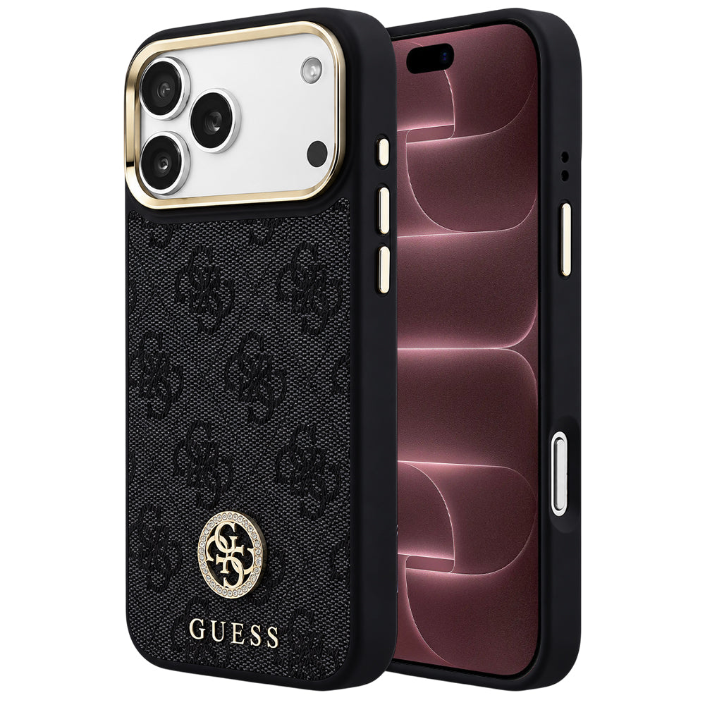 Калъф MagSafe за Apple iPhone 18 Pro Max / 17 Pro Max, Guess, 4G Strass Logo, черен