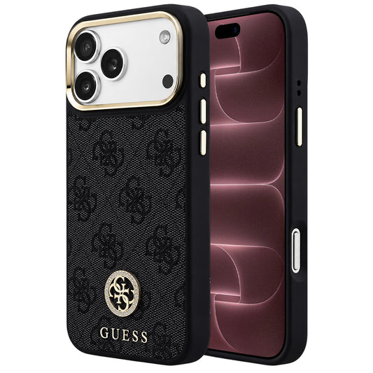 Калъф MagSafe за Apple iPhone 18 Pro Max / 17 Pro Max, Guess, 4G Strass Logo, черен