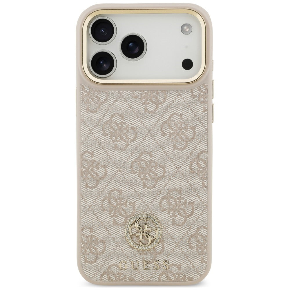 Калъф MagSafe за Apple iPhone 18 Pro Max / 17 Pro Max, Guess, 4G Strass Logo, розов