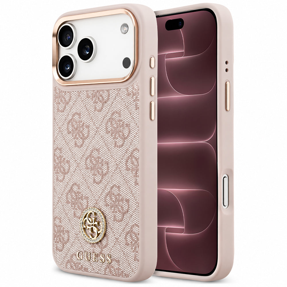 Калъф MagSafe за Apple iPhone 18 Pro Max / 17 Pro Max, Guess, 4G Strass Logo, розов