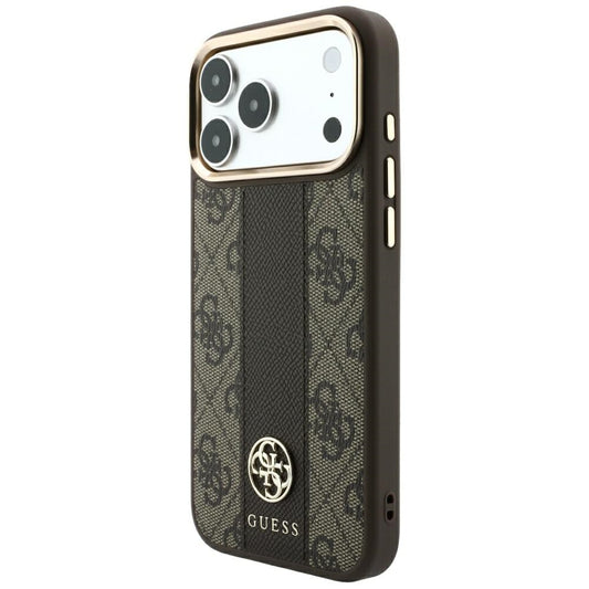 Калъф MagSafe за Apple iPhone 18 Pro Max / 17 Pro Max, Guess, 4G Stripe Round Classic Logo, Кафяв