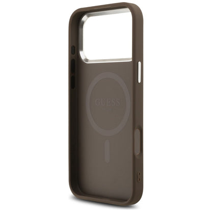 MagSafe Case for Apple iPhone 18 Pro Max / 17 Pro Max, Guess, 4G Triangle Logo, Silver Brown