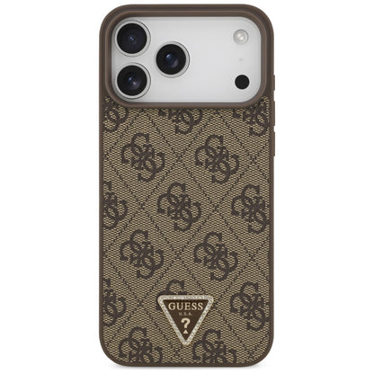 Калъф MagSafe за Apple iPhone 18 Pro Max / 17 Pro Max, Guess, 4G Triangle Strass, Кафяв
