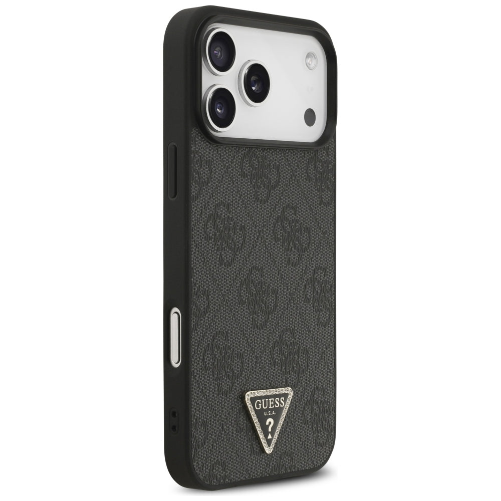 MagSafe Case for Apple iPhone 18 Pro Max / 17 Pro Max, Guess, 4G Triangle Strass, Black
