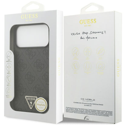 MagSafe Case for Apple iPhone 18 Pro Max / 17 Pro Max, Guess, 4G Triangle Strass, Black