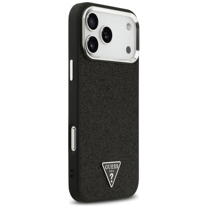 Калъф MagSafe за Apple iPhone 18 Pro Max / 17 Pro Max, Guess, Glitter Triangle Logo, Черен