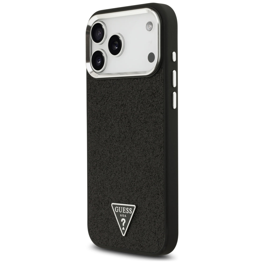 Калъф MagSafe за Apple iPhone 18 Pro Max / 17 Pro Max, Guess, Glitter Triangle Logo, Черен